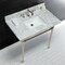 Fauceture KVPB36M8SQ6ST 36" Carrara Marble Vanity Top with Stainless Steel Legs, Marble White/Polished Nickel KVPB36M8SQ6ST - alternate 5